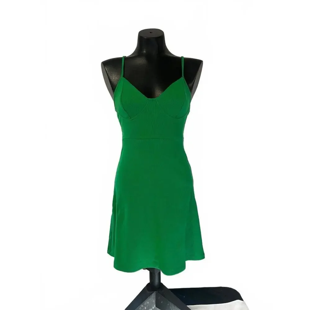 NWT Wild Fable Green Ribbed Sleeveless Vneck Bodycon‎ Dress Extra Small - Picture 5 of 9